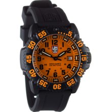 Luminox Navy Seal Colormark 3050 Series Watch Orange/Black/PC Carbon-Sig PU Strap, One Size