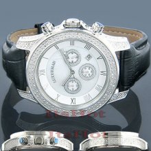 Luxurman Mens Diamond Watch 0.5ct White MOP