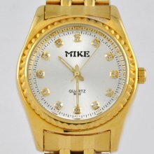 Luxury All Golden Stainless Steel Mens Japan Quartz Diamonds Wrist Watch