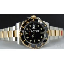 Luxury Lls Automatic Men Watch 18kt Gold & Ss Submariner Black C