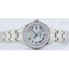 Luxury Lls Automatic Women Watch 18kt White Gold Ladies Pearl Master