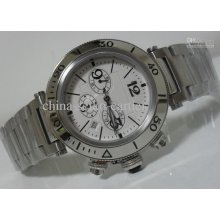 Luxury Pasha Calendar Mens Watch Stainless Steel Japan Quartz Chrono