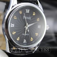 Luxury Quartz Clock Hours Analog Best Dial Black Leather Wrist Watch B053b