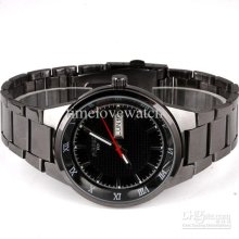 Luxury Style 6pcs Classic Men Black Quartz Sport Watch Day Date Red