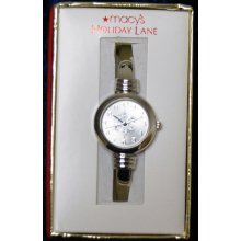 Macy's Holiday Lane Silver Tone Winter Christmas Snowflake Watch - Silver - Silver Tone - 7