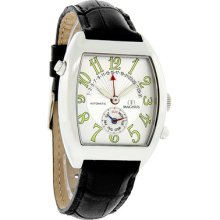 Magnus Monterrey Mens Slv Day/date Automatic Black Leather Strap Watch M110msb45