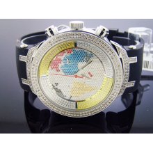 Man's Joe Rodeo 2.20Ct Diamonds Watch JJM6 Multi color world map