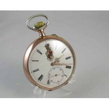 Mans Victorian antique IWC 15J Jones Calibre pocket watch 16 size 800 silver rose gilt Alpha Lambda Fraternal dial