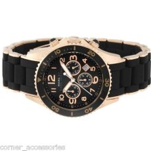 Marc By Marc Jacobs Mbm2553 Ladies Black-rosegold Chrono Watch