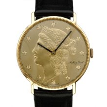 Mathey Tissot 18K Gold Lady Liberty Coin Watch, 7/10 Condition