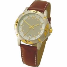 Matsuda Raft Women`s 2 Tone Watch W/ Brown Leather Strap