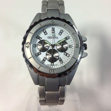 Matte Gray Bracelet Ladies Geneva Mk Runway Chronograph Style Watch Lg13