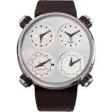 Meccaniche Veloci Quattro Valvole Mens Dual-Time-Display Silver W ...