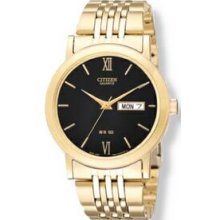 Men`s Citizen Quartz Stainless Steel Gold Tone Watch