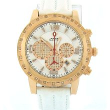 Mens Aqua Master White Band Rose Dial Chrono Diamond Watch W151 Techno Master