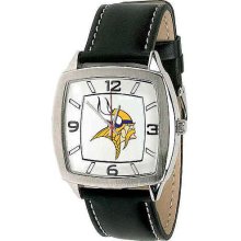 Men's Black Leather Retro Series Minnesota Vikings Watch