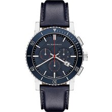 Men's Blue Leather Strap Watch