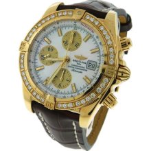 Men's Breitling Chronomat Evolution Chronograph Automatic 18k Gold Watch K13356