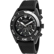 Men's Chronograph Black Dial Black IP SS Case Black Rubber ...