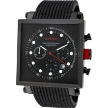 Men's Compressor2 Chronograph Black Dial Black IP Square Case Black Silicone