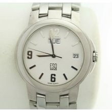 Men's Esq Crestone Silver Dial Day/date Stainless Steel White Dial Watch