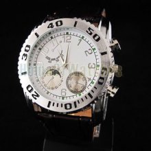 Men's Fashion Office Style Sport Stainless Steel Quartz Wrist Watch White