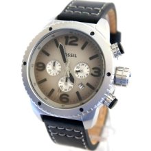 Mens Fossil Chronograph Genuine Leather Watch Ch2667 + Original Box