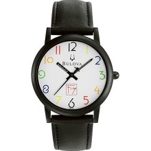 Men's Frank Lloyd Wright Exhibition Black Stainless Steel Case White Dial Leathe