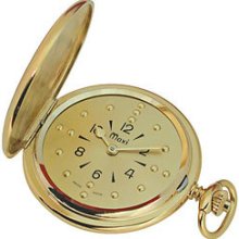 Mens Gold Quartz Pocket Braille Watch