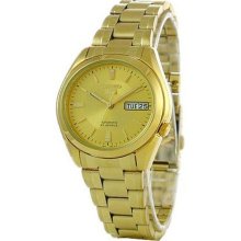 Men's Gold Tone Stainless Steel Seiko 5 Automatic Gold Dial