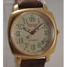 Mens Gruen Swiss 2824 Eta Automatic Gold Date Watch