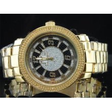 Mens Ice Mania Jojo Icetime Jojino Joe Rodeo Diamond Watch Yellow Tone Im1147m