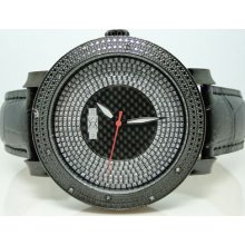 Mens Khronos Black 2 Row Bezel Genuine Diamond Watch