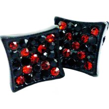 Mens / Ladies Black Gold Finish Kite Earring Stud Rare Ruby Lab Diamond - Brass - Gold - 3