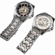 Men's Mechanical Wrist Watch Stainless Steel Watch Chain Round Dial