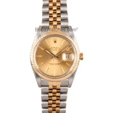 Men's Pre Owned Rolex Date Stainless and Gold 15053