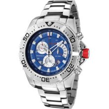 Men's Racer Chronograph Blue Dial Stainless Steel Silver Tone & Luminous Indices