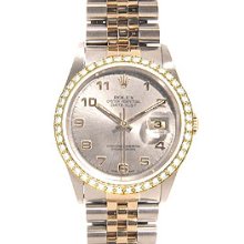 Men's Rolex Datejust Steel & Gold 2-Tone Watch 16233 Gray Dial