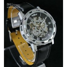 Mens Romen No. Leather Precise Mechanical Auto Watch