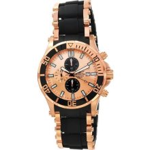 Men's Rose Gold Tone Specialty Quartz Chronograph Black Rubber Inserts