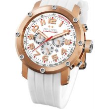 Men's Rose Gold Tone Stainless Steel Case White Dial White Rubber Stra