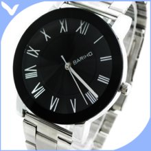 Mens Simple Stylish Design Quartz Wrist Watch Black