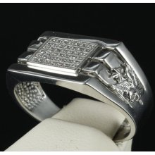 Mens Sterling Silver Square Face 14k White Gold Finish Kanye West Style Big Face