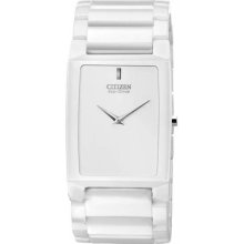 Men's Stiletto Eco-Drive Ceramic Case and Bracelet White Dial