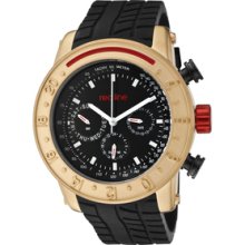 Men's Tread Black Dial Rose Gold Tone IP SS Case Black Silicon