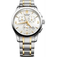 Men's Two Tone Stainless Steel Case and Bracelet Chronograph Silver Dial