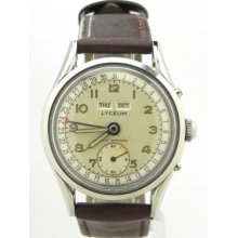 Men's Vintage Lyceum Silver Dial Day Month Calendar Self Winding S.s. Watch