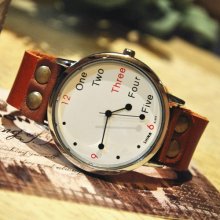 Mens Wrist Watch Leather Wat0022-white