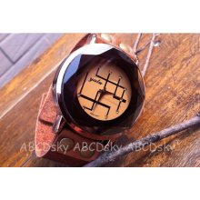 Mens Wrist Watch,mens leather watch, unisex leather watch,geometry watch