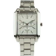 Merona 83110tc Ladies Silver Tone Square Chronograph Watch